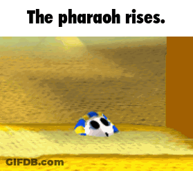Cartoon Pharaoh Rising In Sand GIF