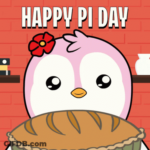 Cartoon Pie Saying It's Pi Day GIF
