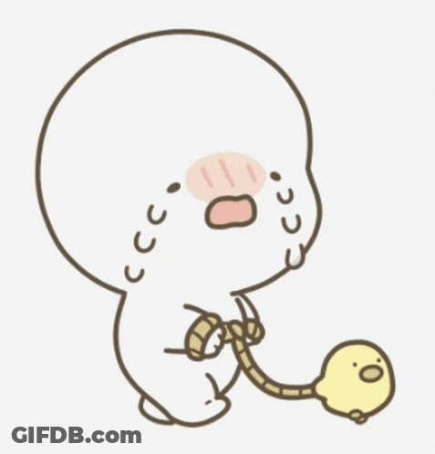 Cartoon Pig Crying Holding Yellow Balloon GIF