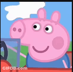 Cartoon Pig Driving Red Car Smiling GIF