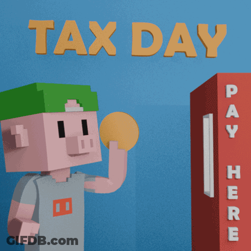Cartoon Pig Holding Coin At Pay Here Box GIF