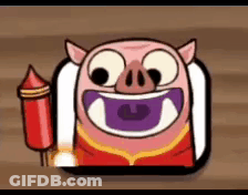 Cartoon Pig Holding Red Firework Rocket GIF