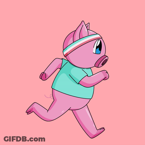 Cartoon Pig Laying Down Saying Fitness Is My Passion GIF