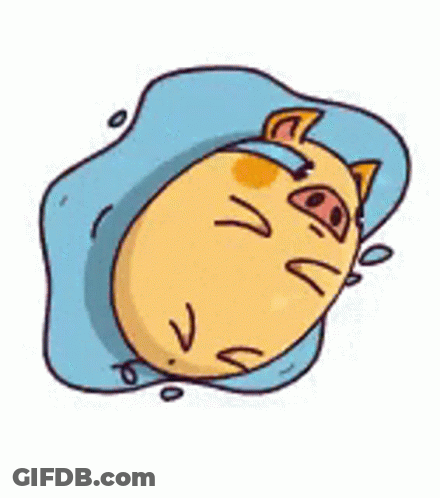 Cartoon Pig Laying In Puddle With Tear GIF