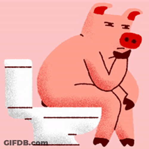 Cartoon Pig Pooping GIF