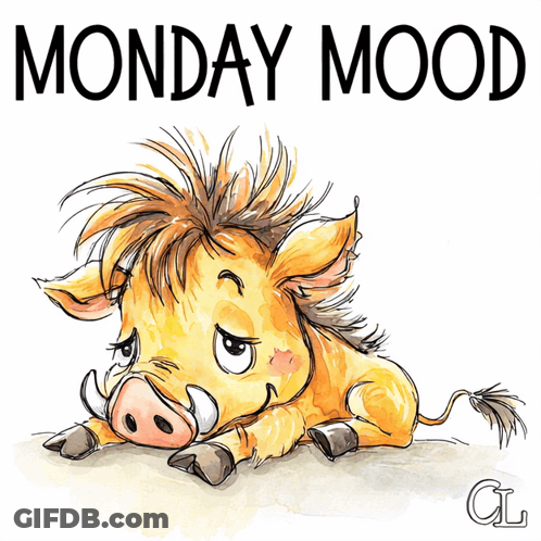 Cartoon Pig Saying Monday Mood GIF