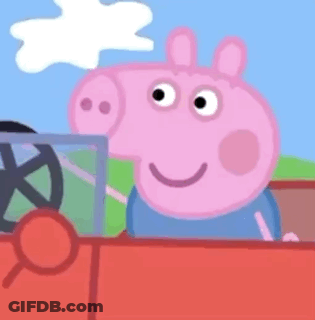 Cartoon Pig Sitting In Red Car GIF