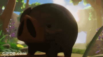 Cartoon Pig Standing In Woods GIF
