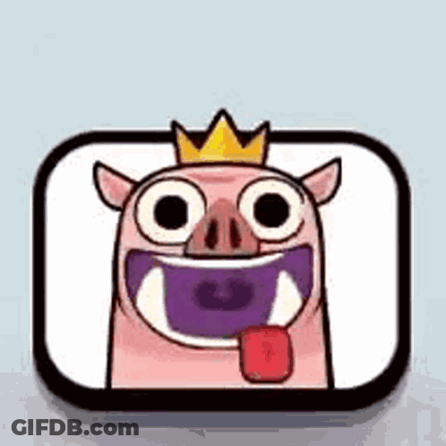 Cartoon Pig Sticking Out Tongue With Crown GIF