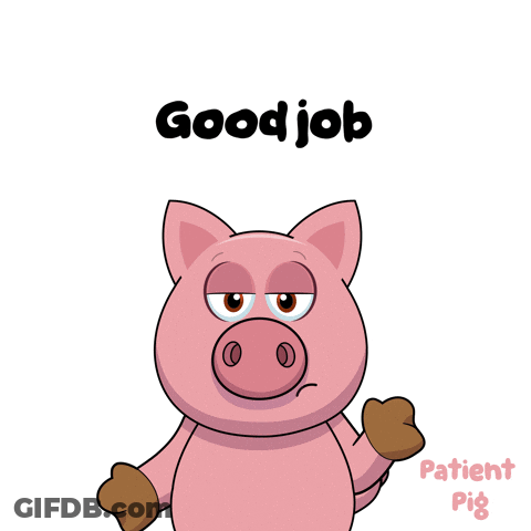 Cartoon Pig Thumbs Up Saying Good Job GIF
