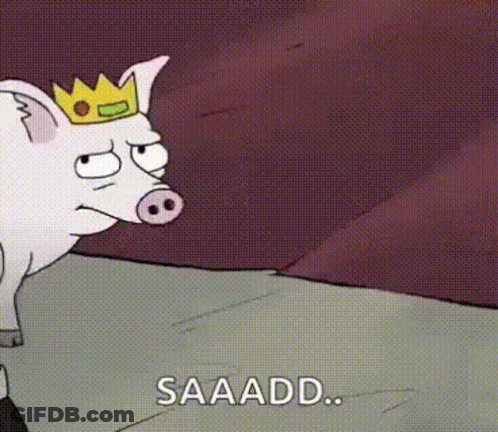 Cartoon Pig With Crown Saying Saaadd GIF