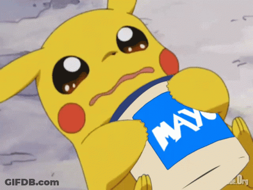 Cartoon Pikachu Holding Blue Mayonnaise Bag GIF