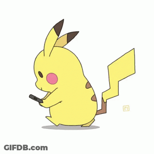 Cartoon Pikachu Holding Cell Phone GIF