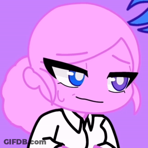 Cartoon Pink Hair Blue Eyes Making Funny Face GIF