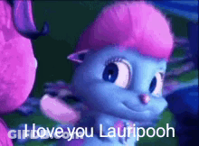 Cartoon Pink-Haired Cat Talking To Purple Cat GIF
