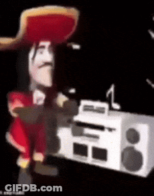 Cartoon Pirate Holding Boombox GIF