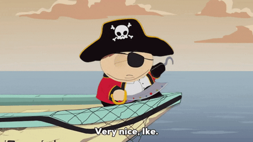 Cartoon Pirate Sailing Ship GIF