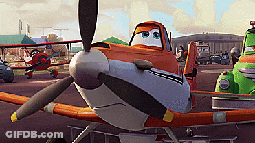 Cartoon Plane Sitting On Runway GIF