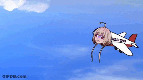 Cartoon Plane With Girl's Head GIF