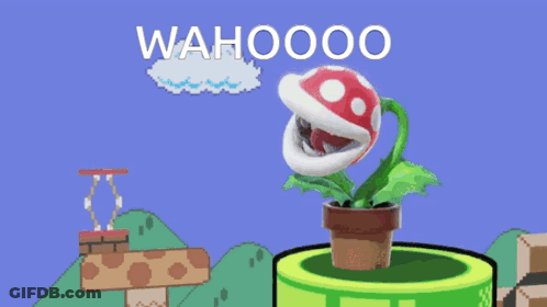 Cartoon Plant Open Mouth Saying Wahoooo GIF