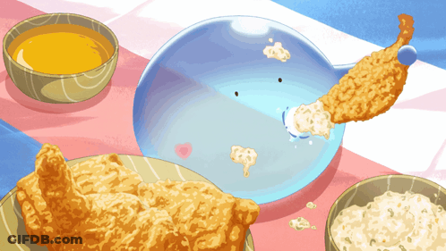 Cartoon Plate Of Food With Honey And Rice GIF