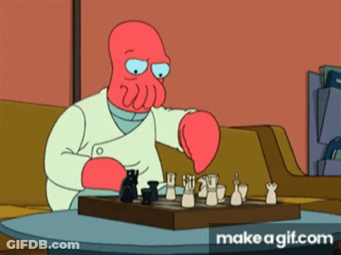 Cartoon Playing Chess GIF