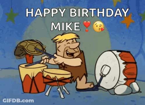 Cartoon Playing Drums Happy Birthday Mike GIF