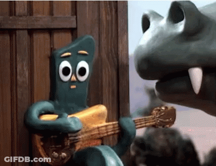 Cartoon Playing Guitar Next To Hippopotamus GIF