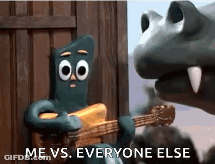 Cartoon Playing Guitar Saying Me Vs Everyone Else GIF