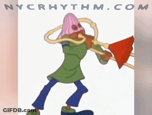 Cartoon Playing Trombone With Nycrhythm.com GIF