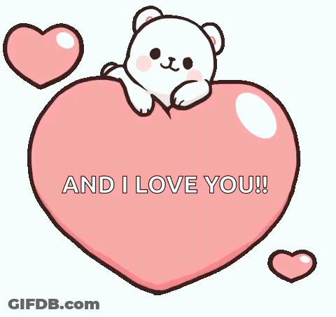 Cartoon Polar Bear On Pink Heart And I Love You GIF