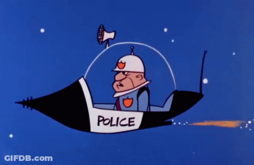 Cartoon Police Officer Flying Through Air GIF