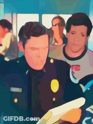Cartoon Police Officer Looking At Paper GIF