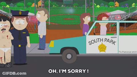 Cartoon Police Officer Next To South Park Vehicle GIF