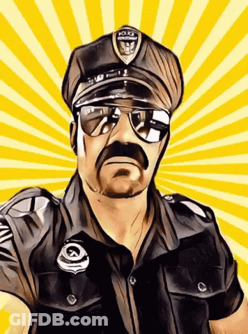 Cartoon Police Officer Wearing Sunglasses GIF