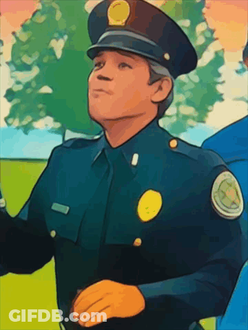 Cartoon Police Officer With Yellow Patch GIF