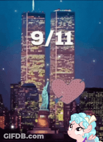 Cartoon Pony At Twin Towers September 11 2001 GIF