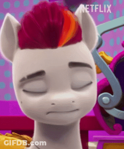 Cartoon Pony Close Up With Eyes Closed GIF