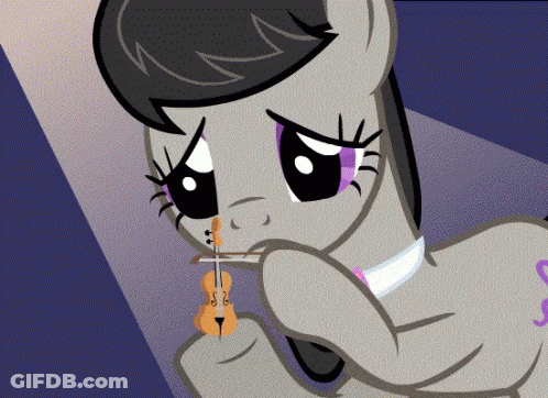 Cartoon Pony Holding Violin In Mouth GIF