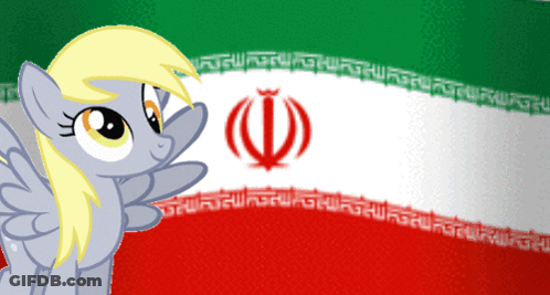 Cartoon Pony In Front Of Flag GIF