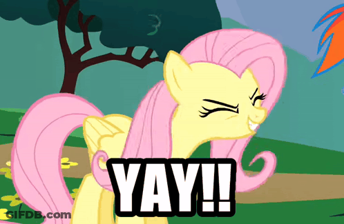 Cartoon Pony Saying Yay GIF