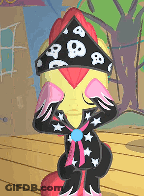 Cartoon Pony Wearing Skull And Crossbones Hat GIF