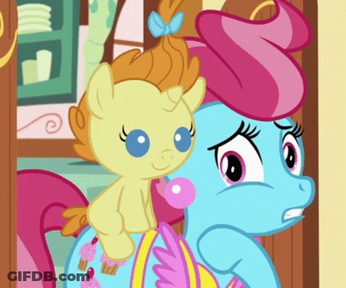 Cartoon Pony With Baby On Back GIF