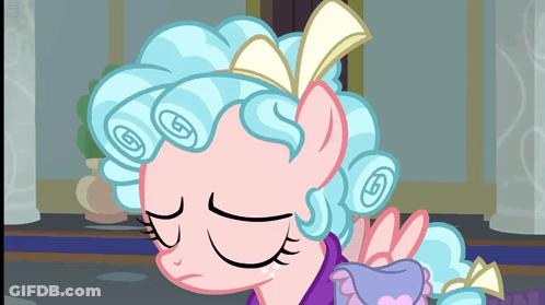 Cartoon Pony With Blue Hair And Bow GIF
