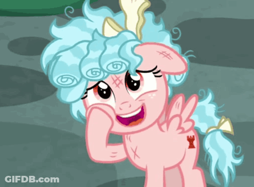 Cartoon Pony With Blue Hair And Tattoo GIF