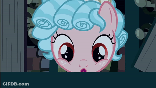 Cartoon Pony With Blue Hair Surprised GIF