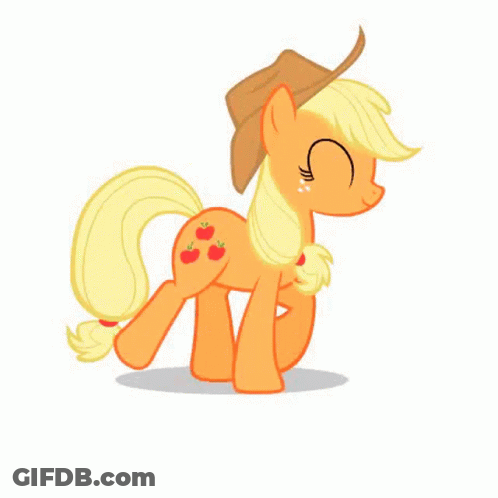 Cartoon Pony With Cowboy Hat With Apples GIF