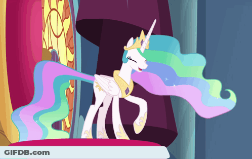 Cartoon Pony With Crown And Long Mane GIF