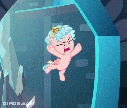 Cartoon Pony With Crown In Front Of Blue Crystal GIF