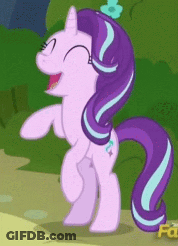Cartoon Pony With Purple Mane Laughing GIF
